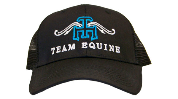 black hat with name turquiose logo