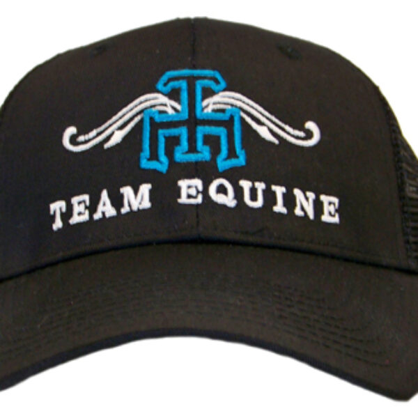 black hat with name turquiose logo