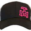 black-white hat pink logo